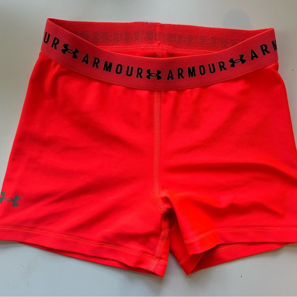 Neon Orange Underarmour Spandex Shorts
